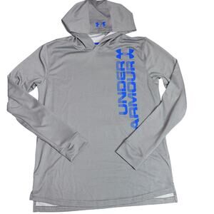 Under Armour Hoodie Youth Boys Size XL Gray Blue Lightweight Long Sleeve Shirt